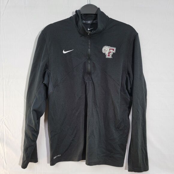 Nike Fordham Rams Black Dri-Fit 1/2 Zip Sweater Mesh Vented Underarms Long Slv M - Picture 2 of 9